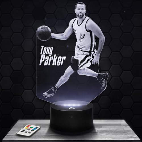 Lampephoto.fr - Lampe 3D T. Parker Basketteur, Basket Ball, Sport, Idée Cadeau Fan de Basket, Veilleuse Tactile Led Illusion, Effet Hologramme 3D, Cadeau Noël Anniversaire Garçon Fille