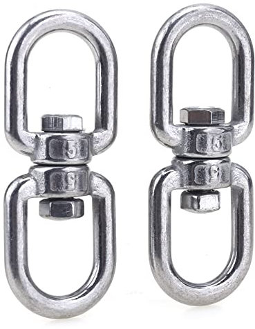 SUPDMZJ (2 piezas M5 anillo giratorio de acero inoxidable doble extremo gancho giratorio ojo a ojo conector de anillo giratorio de acero inoxidable, giratorio suspendido.