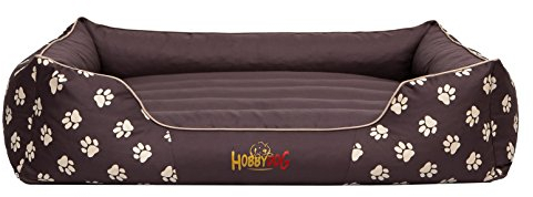 Bjird Hundebett - Hundekorb für kleine mittelgroße & große Hunde - Hundekissen - Hundesofa - Bezug abnehmbar und waschbar - Prestige - Größe: M - Braun mit Pfoten