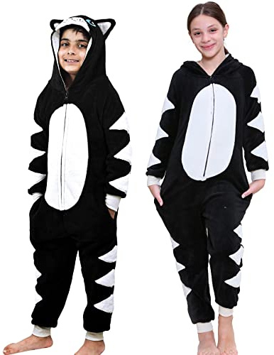 A2Z 4 Kids Animal Onesie for Kids Girls Boys Super Soft Costume Onesie - E.S Cat Black 3-4