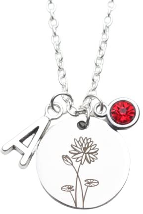 Personalised Birth Flower Necklaces - Gift for her. Birth Month Necklace. Birthday Gift. (July - Water Lily)