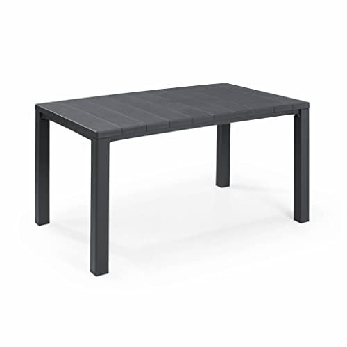Alice's Garden - Table de Jardin en résine de synthèse - Julie - Rectangulaire. Graphite. 4 à 6 Personnes. 147cm