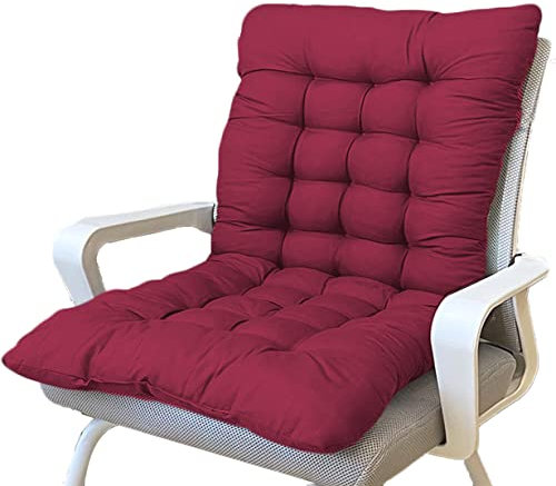 DG Catiee Weiches Sitzkissen mit niedriger Rückenlehne mit Befestigungsbändern, Liegestuhl-Sitzkissen mit Rückenlehne, Rückenkissen, Sitzkissen für Zuhause und Büro (60 x 40 cm, rot)