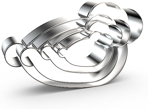 Ausstechformen-Set mit Mauskopf, 12,7 cm, 10,2 cm, 7,6 cm, 5,1 cm, 4-teilig, Edelstahl