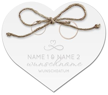 Acrylglas Ringkissen personalisiert zur Hochzeit Standesamt mit Lasergravur mit individuellen Namen und Datum klein und modern - Schwungschrift