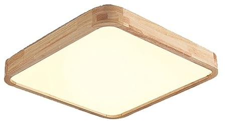 Deckenlampe Quadratische Deckenleuchte aus Holz im japanischen Stil Moderne LED-Deckenleuchte mit Acrylschirm Deckennahe Leuchten for Schlafzimmer, Wohnzimmer, Esszimmer, Küche(Color:Three-color light