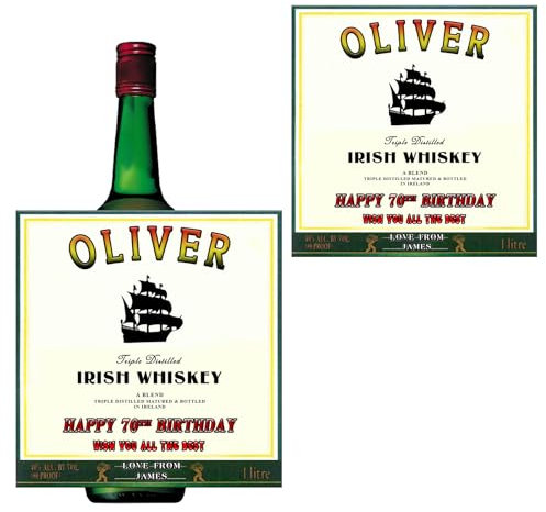 Personalised Customised Birthday Anniversary Christmas Label Sticker for Jameson Irish Whiskey Bottle