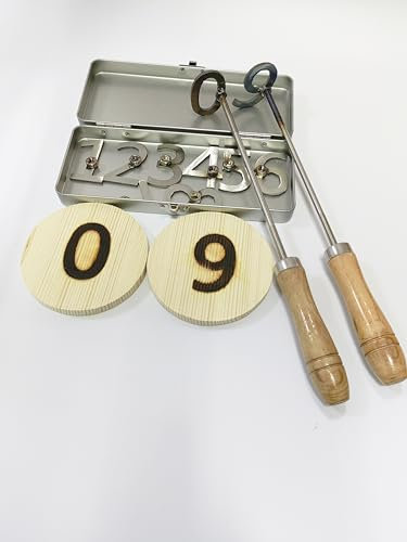 Premium 5,1 cm Edelstahl 0-9 Zahlen-Brandeisen-Set mit 2 austauschbaren 25,4 cm Griffen – hinterlassen Sie Ihre Spuren auf Holz und Leder (0-9 5,1 cm/2 Holzgriffe)