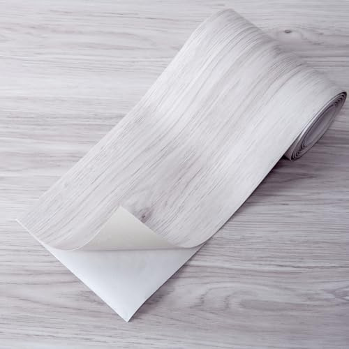 Art3d 15 Sq.ft Peel and Stick Floor Tiles, 10Pcs Luxury Vinyl Plank Flooring Wood Look, Adhesive and Waterproof Tile Sticker for Bedroom, Living Room, Kitchen, White/Grey