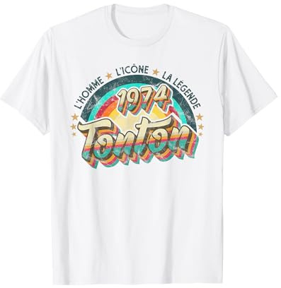Anniversaire Tonton 52 ans - 1974 Tonton Homme Icône Légende T-Shirt