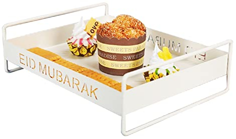 YLSZHYR Vassoio da Portata Bianco Vintage Doppio Manico Vassoio da Portata in Metallo Squisito Ampiamente Usato per Party Cafe Bar Vassoi per Piatti da Frutta per Servire Vassoi da(L 180x78cm-Bianco)