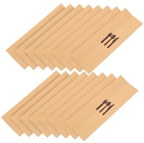 CAXUSD 100Pcs Kraft Paper Cutlery Holders for Parties, Disposable Utensil Pockets for Easy Storage and Table Decor