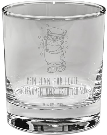 Mr. & Mrs. Panda Tumbler Waschbär - Geschenk, Tagträumen, Glas, Plan, Seifenblasen, Bourbon, Whiskyglas, Scotch, Gute Laune, Fröhlich, Waschen, Gravur