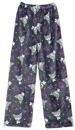 WANHONGYUE Kuromi Pantaloni del Pigiama da Donna Ragazza in Flanella Morbido Cartoon Pantaloni Pigiama Lunghi in Pile Invernale Caldo Abbigliamento da Notte Pantaloni Casual, Colore/1, M