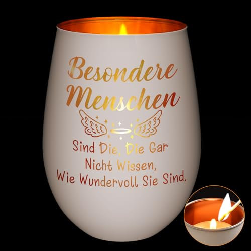 Livole Windlicht mit Gravur Teelichthalter Geschenke für Frauen, Graviertes Windlicht aus Glas mit Spruch Dankeschön Geschenke Geburtstaggeschenk für Kollegen Freund Teelichthalter Personalisiert