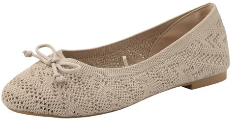 Damenschuhe, modische Flache Sohle, einzelne Schuhe, fliegengewebte Schuhe, verdickte weiche Sohle, lässige Flache Schuhe Sommerkind Schuhe Damen (Beige, 38)