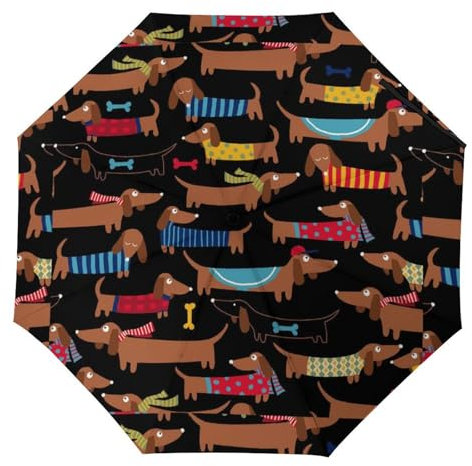 Cmagnifico Faltbarer Regenschirm, I Love My Dog-Dachshunds-Regenschirm, Reise-Regenschirm, automatisches Öffnen und Schließen, winddicht, regenfest, Stil:, Automatic