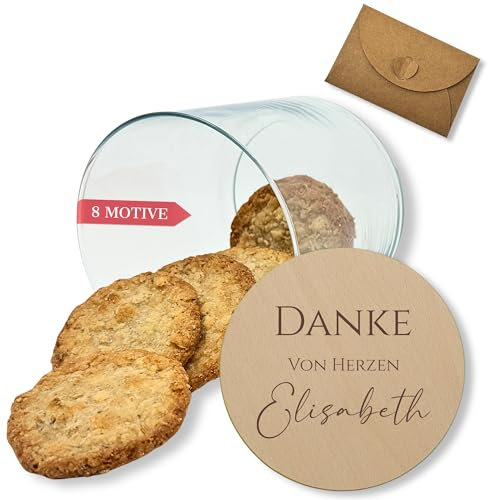 Vorratsgläser mit Deckel personalisiert mit Gravur, kleine Geschenke, Keksdose personalisiert, Dankeschön Geschenke, Holzdeckel mit Gravur, Personalisierte Geschenke, Danke Geschenk (Design 4, 880ml)