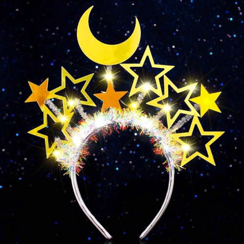 Ushiny Leuchtende Stern Stirnbänder Gold LED Stirnband Weihnachten Haar Accessoires für Frauen