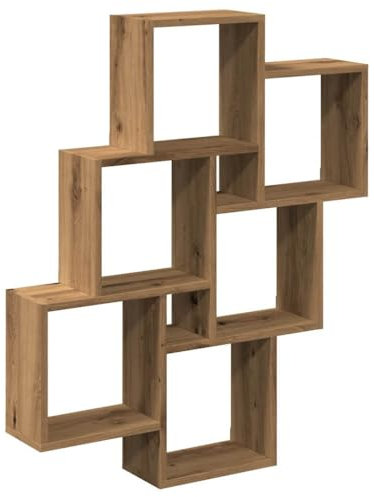vidaXL Würfelregal, Wandregal mit Stauraum, Hängeregal Schweberegal für Wohnzimmer, Deko Regal Bücherregal Wandmontage, Artisan-Eiche Holzwerkstoff