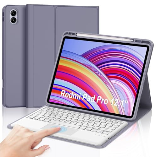 FOGARI Teclado con Trackpad para Redmi Pad Pro 12.1 2024, Funda para Redmi Pad Pro 12.1 con Español Ñ Teclado Desmontable Inalámbrica para Tablet Xiaomi Redmi Pad Pro, Púrpura