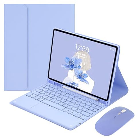 JZCZMCE Keyboard Case for Samsung Galaxy Tab A9+/A9 Plus 11 inch 2023, Built in Pencil Holder, Magnetic Detachable Wireless Keyboard with Bluetooth Mouse,Purple.