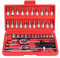 Socket Set 46 Pcs 1/4'' Drive Socket Ratchet Wrench Set with Storage Case Includes Metric Bit Socket Set & Extension Bar for Auto Car Motorbikes Repair & Home Maintenance Compact Household Tool Kit-R