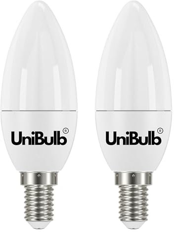 Unibulb E14 SES LED Candle Bulbs, 470 Lumens, Daylight 6500K, 4.2W 40W Equivalent/Replacement, Pack of 2