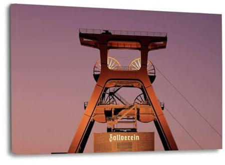 mooments® Leinwandbild vom Ruhrpott Zollverein - Leinwand im Hochformat, Ruhrpott-Bild, Leinwand Ruhrpott, Bilder Recklinghausen, Wohnzimmer Bild(75x50cm)