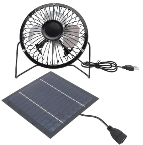 Outdoor Solar Fan, 5W Solar Panel Powered Fan Kit USB Rechargeable Cooling Air Circulation Portable Camping Tent Cooler USB Powered Cooling Fans for Greenhouse Chicken Coop Dog House