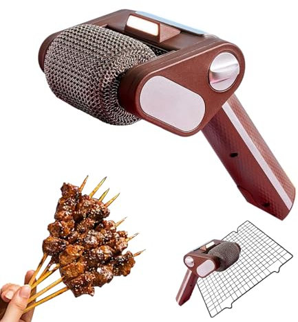 Cordless Electric Grill Brush, Rechargeable 304 stainless Steel Power Roller Blasts Rotating Cleaning Brush - without bristles and with a LED light for Outdoor Bbq Bathroom And Kitchen