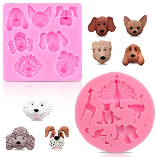 2 Pezzi Stampi in Silicone per Fondant 3D, Stampo per Dolci in Silicone, Stampo per Torte, Rosa, Alimentare per Torte, Cioccolato, Compleanno Bambini, Festa Neonato (A)