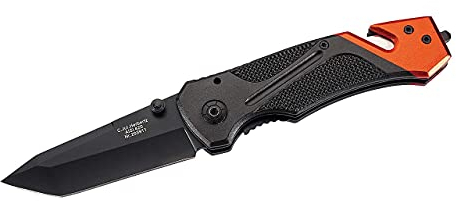 Herbertz Couteau de Sauvetage AISI 420 - Lame Tanto en Acier - Revêtement époxy - Manche en Aluminium - Pare-Verre - Multicolore - Taille M