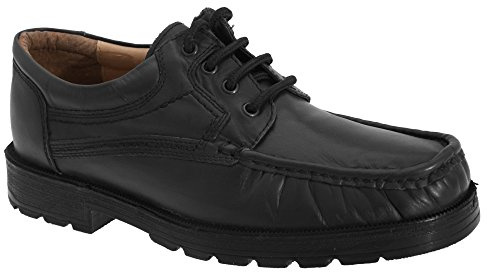 Roamer Dane Mens Lace-Up Apron Gibson Shoes Black