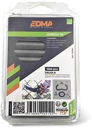 Agrafes galvanisées Omega 16 EDMA 1250 pièces - 419