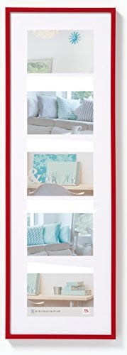 walther design Bilderrahmen rot 5X 10x15 cm Galerie mit Passepartout, New Lifestyle Kunststoffrahmen KV515R
