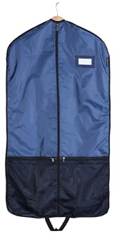 Covermates Keepsakes Deluxe Garment Bag Set - Premium Polyester - Full Length Zipper - ID Window - Carrying Handles - Stowaway Pouch - Closet Storage, Blue
