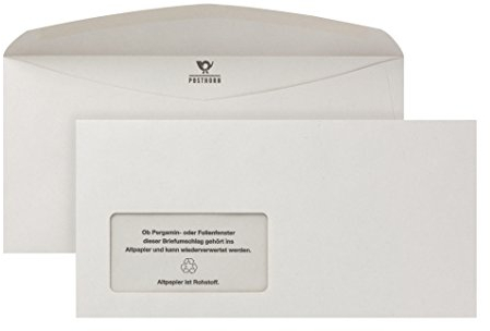 POSTHORN Briefumschlag C6/5 (114x229x1mm) nassklebend mit Fenster grau 80g ISK Velox2000 1000 Stück