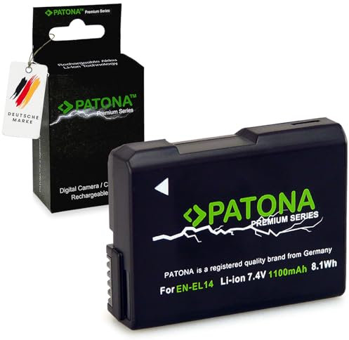 PATONA Premium Batterie de Rechange pour Nikon EN-EL14 Batteries 1100 mAh Compatible avec Nikon P7000 P7100 P7700 P7800 D5100 D5200 D5300 D5500 D5600 DF D3100 D3200 D3300 D34000 •