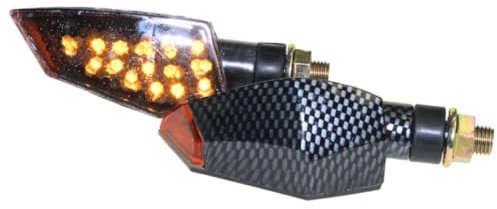 Citomerx Motorrad Mini Blinker LED JU100 carbon getönt E-geprüft M10 kompatibel mit CPI SM 50 Honda CB 500 600 Italjet Formula Kawasaki KLR KMX 600 650 125 Suzuki DL DR GN GS GSX Yamaha DT XJ XT