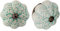 Nicola Spring Ceramic Cupboard Drawer Handle Knobs - Vintage Flower Design - Mint Green - Pack of 24