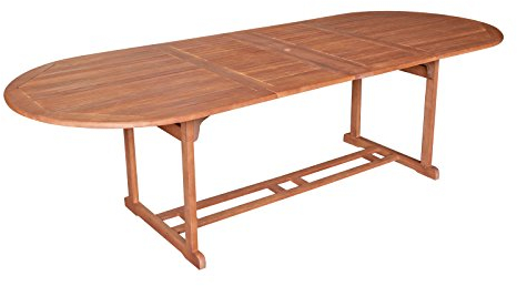 DEGAMO XXL Doppel Ausziehtisch LAGO 180/260x100cm, Eukalyptus braun geölt, FSC®-Zertifiziert, Outdoor