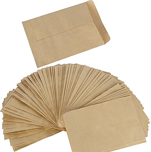 (9*12cm) 100 Stück Mini Papiertüten Papierbeutel Kraftpapier Tüten Beutel Geschenktüten Schmucktüten Flachbeutel Braun klein für Gastgeschenke Schmuck Bonbons Süßigkeiten Samen Mitgebsel usw