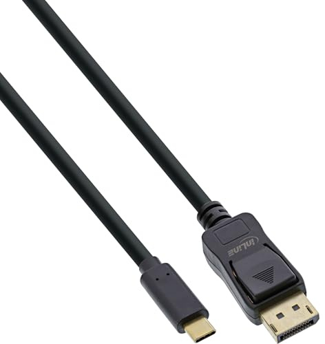 InLine 64123 USB Display Kabel, USB Typ-C Stecker zu DisplayPort Stecker (DP Alt Mode), 4K2K, schwarz, 3m