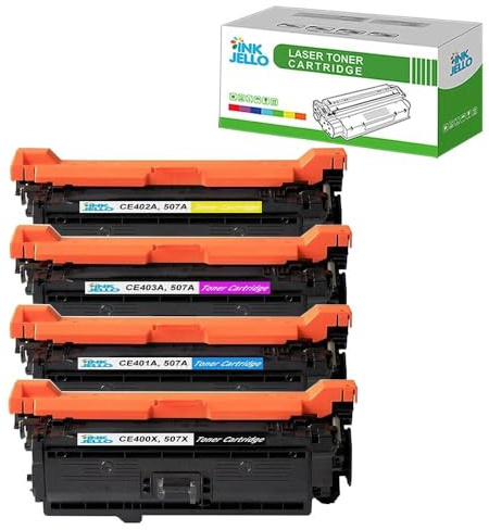InkJello Toner Cartridge For Printer, Compatibile with HP LaserJet Enterprise 500 Color M551dn M551n M551xh MFP M575dn M575f CE400X CE401A CE402A CE403A (Black/Cyan/Yellow/Magenta, 4-Pack)