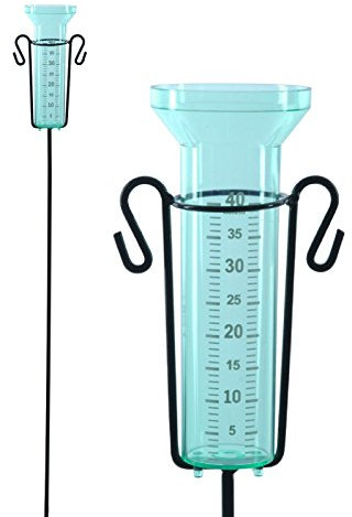 Muddy Hands Plastic Rain Gauge with Holder - Outdoor Garden Ground Weather Rainfall Water Level Measuring Metre