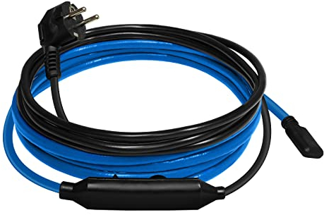 15W/m elektrisches Frostschutzkabel für Rohre Leitungen Behälter - Begleitheizung Abtauheizung Heizkabel - 12m lang mit eingebautem Thermostat +3°C ein / +12°C aus