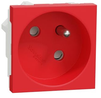 Schneider Electric - Unica - prise 2P+T - FR - 45° - raccord rapide traversant - Rouge - méca seul - NU304903