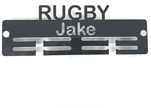 Super Cool Creation Porte-médailles personnalisable « Rugby » - Rose