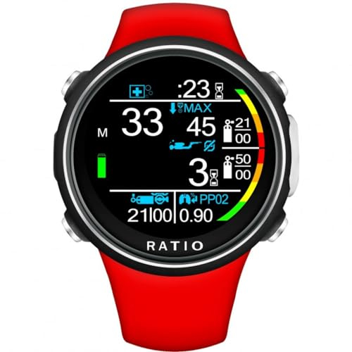 Ratio Computers iDive Color Easy Dive Montre de plongée, Rouge